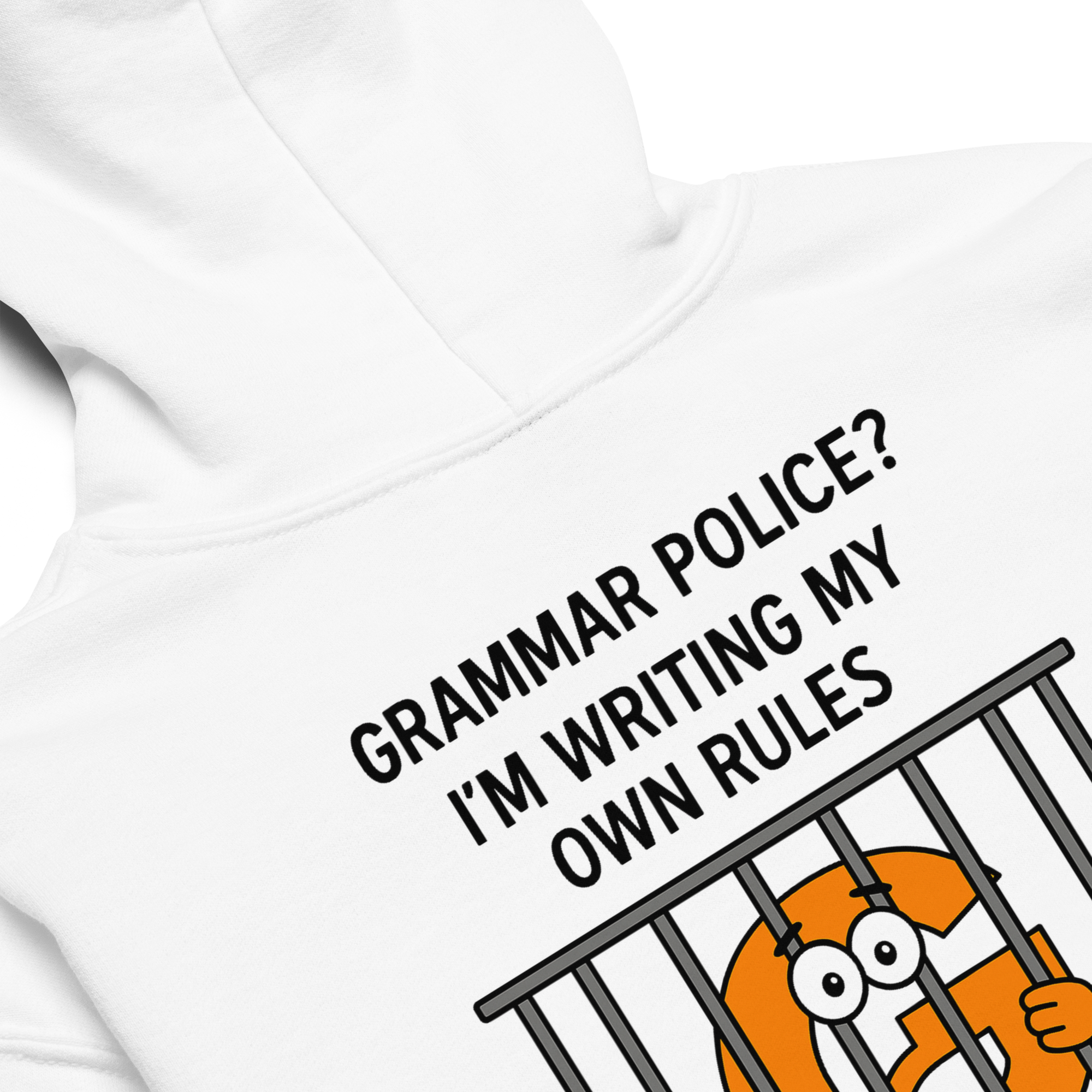 youth white grammar police hoodie